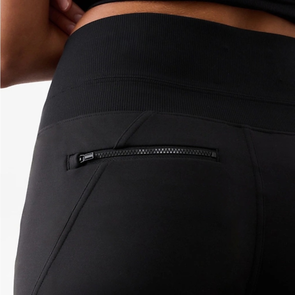 ATHLETA Venice High Rise Black Jogger Pants Large Zipped Pockets Stretch UPF 40+ - Picture 3 of 10